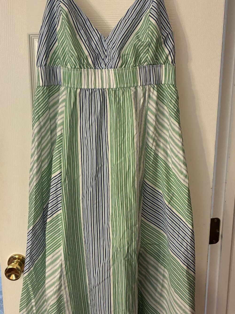 Women's Free Assembly Plus Sun Dress Green Blue Stripe Cotton Size XXL/20 Beach